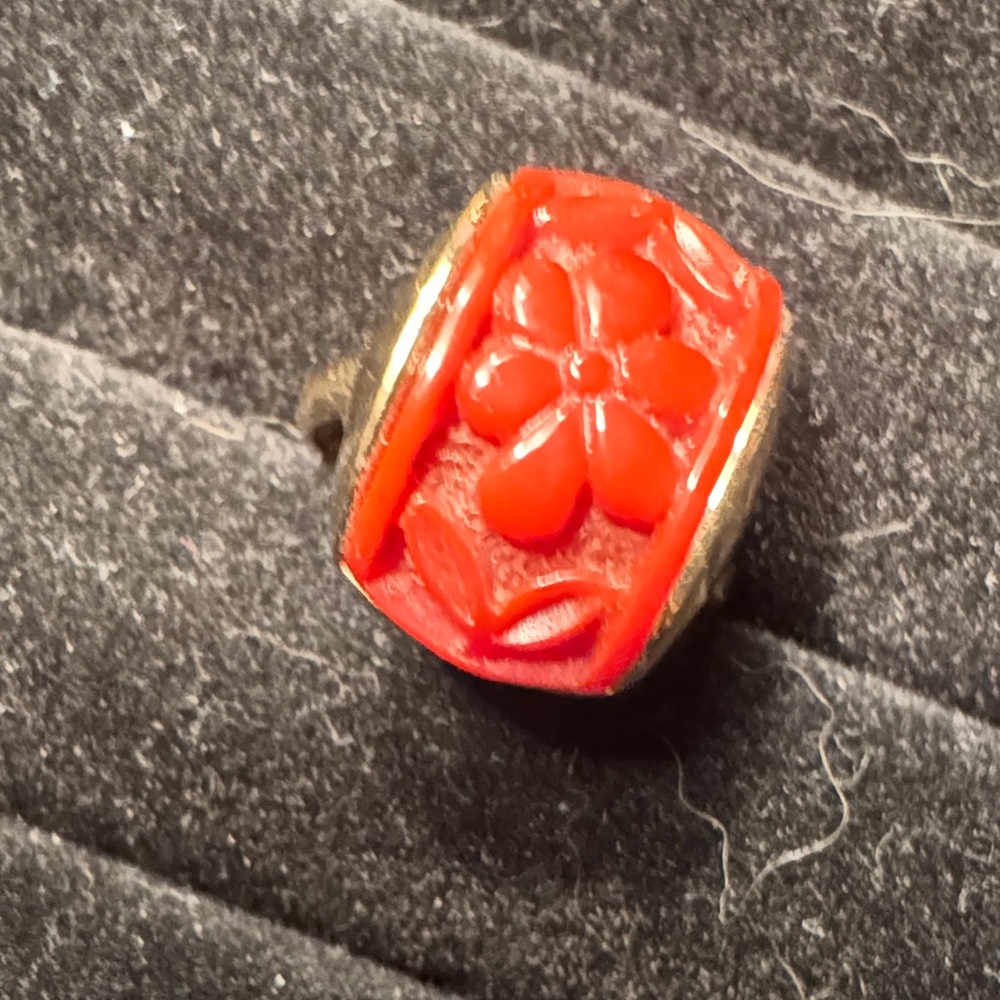 Floral Red and Gold Women's Ring